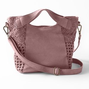 Latico Theo woven mauve tote/crossbody handbag